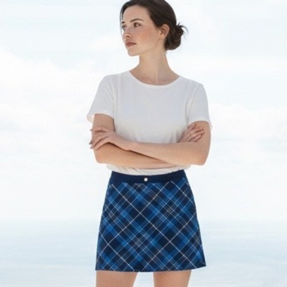 Lady Hagen Blue Plaid Golf Skort Womens Size 4 Athletic Skirt with Shorts Pocket